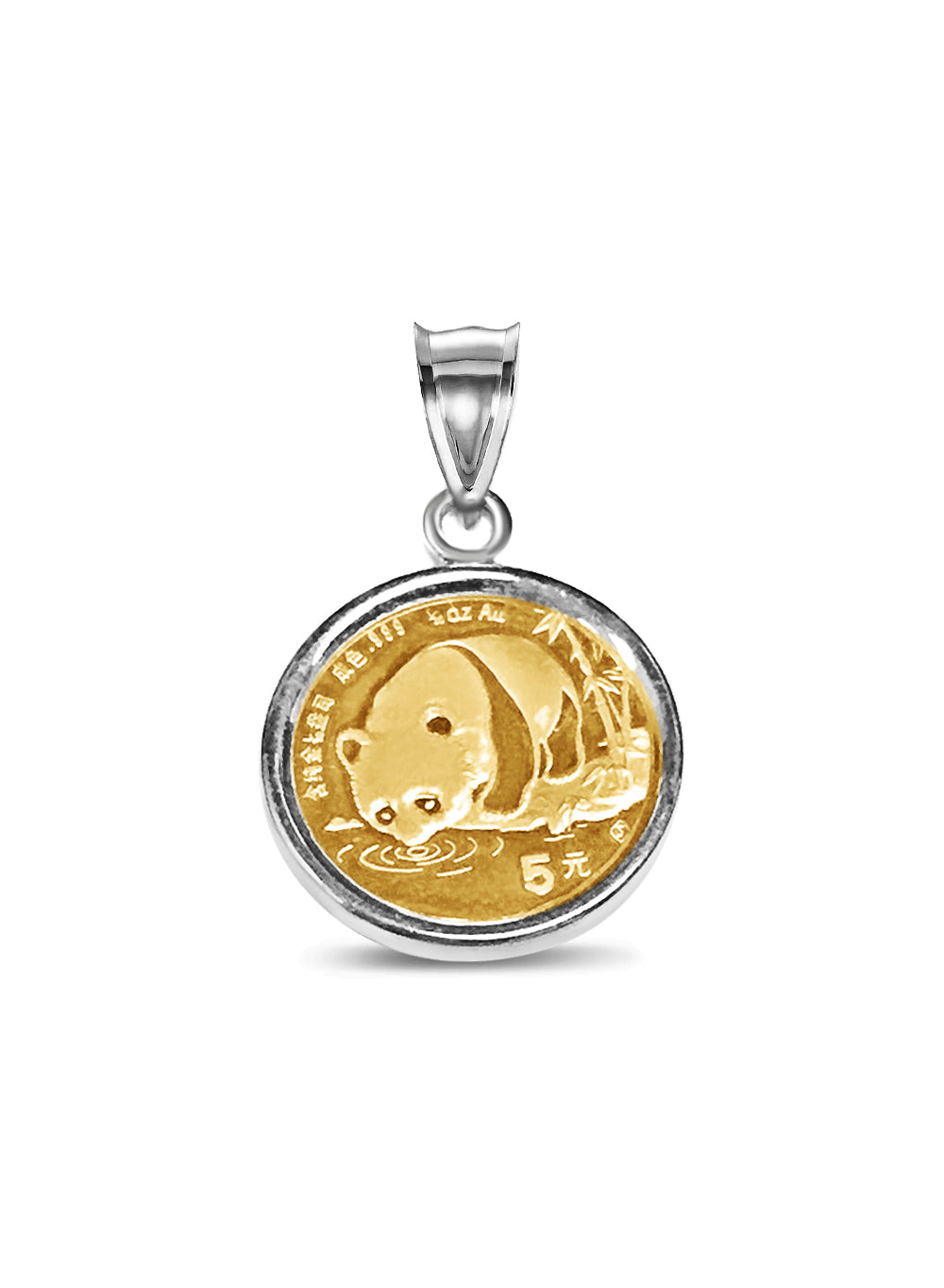 Handmade Solid Gold Classic Coin Pendant , Chinese Panda Bear Coin ,