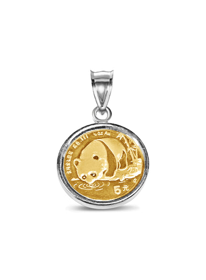 Handmade Solid Gold Classic Coin Pendant , Chinese Panda Bear Coin ,