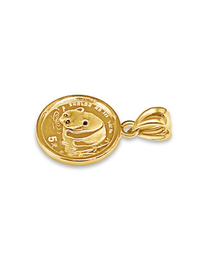 Handmade Solid Gold Classic Coin Pendant , Chinese Panda Bear Coin ,