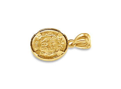 Handmade Solid Gold Classic Coin Pendant , Dos Pesos Coin ,