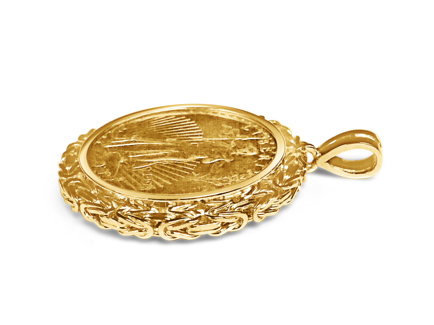 Handmade Solid Gold Byzantine Coin Pendant , 1/2oz Coin ,