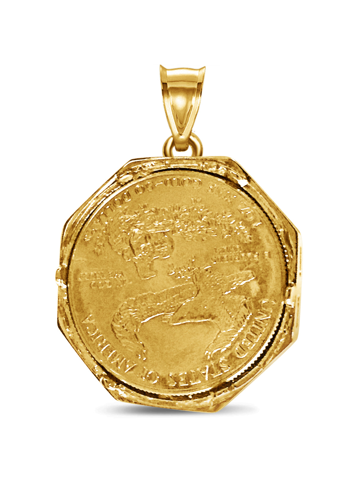 Handmade Solid Gold Diamond Fancy Coin Pendant , 1oz Coin ,