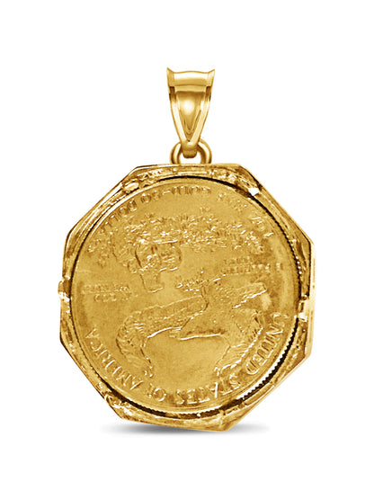 Handmade Solid Gold Diamond Fancy Coin Pendant , 1oz Coin ,