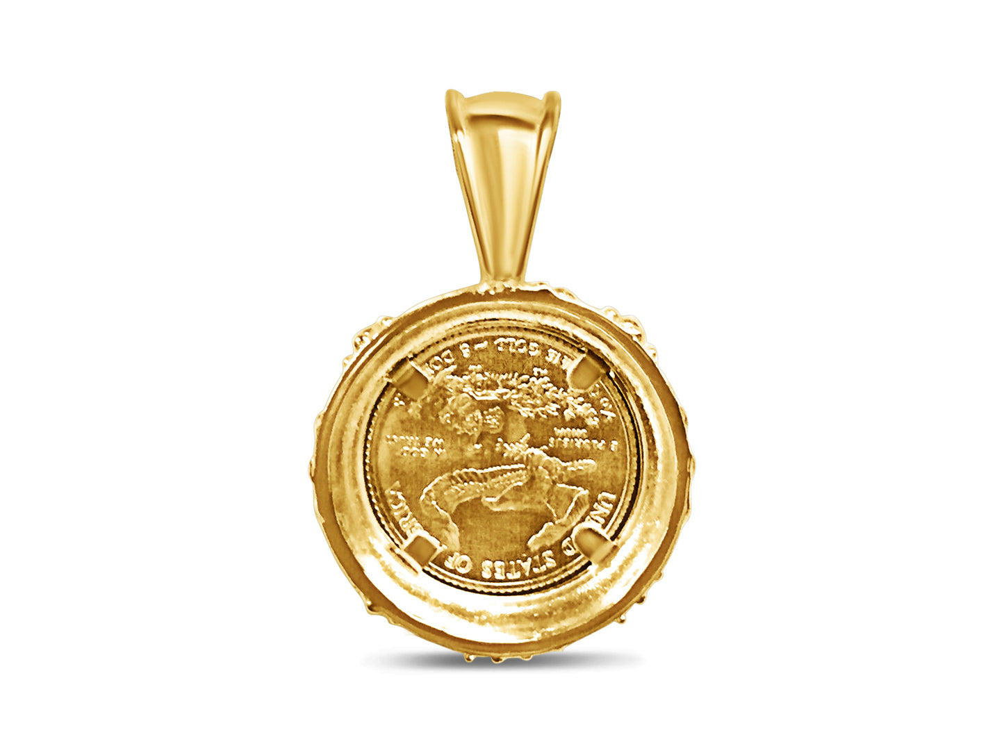 Handmade Solid Gold Fancy Coin Pendant , 1/10oz Coin ,