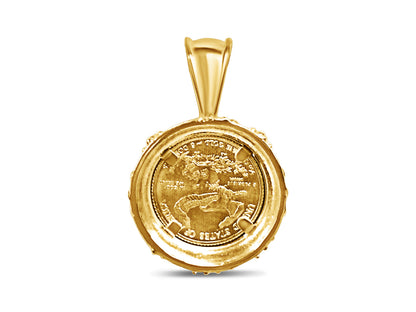 Handmade Solid Gold Fancy Coin Pendant , 1/10oz Coin ,