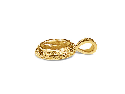 Handmade Solid Gold Fancy Coin Pendant , 1/10oz Coin ,