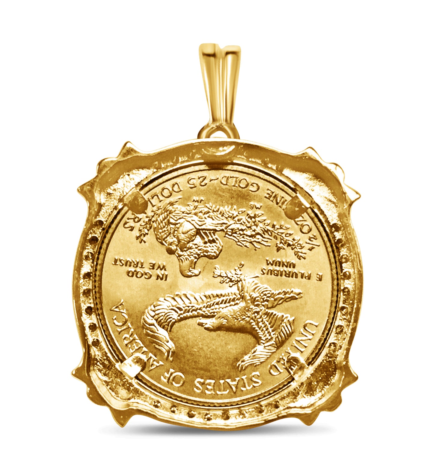Handmade Solid Gold Diamond Fancy Coin Pendant , 1/2oz Coin ,