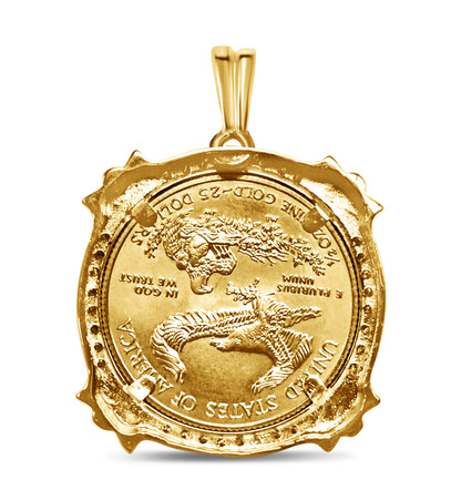 Handmade Solid Gold Diamond Fancy Coin Pendant , 1/2oz Coin ,