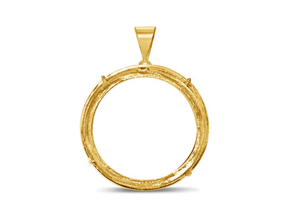 Handmade Solid Gold Greek Key Frame Coin Pendant , 1oz Coin , 27mm