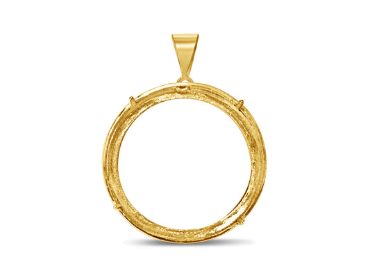 Handmade Solid Gold Greek Key Frame Coin Pendant , 1oz Coin , 27mm