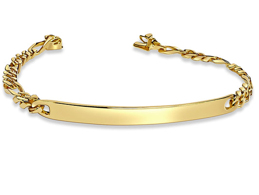 Handmade Solid Gold ID Figaro Bracelet , 8mm