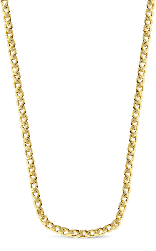 Handmade Solid Gold Curb Necklace , 9mm
