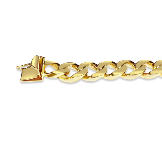 Handmade Solid Gold Curb Bracelet , 9mm