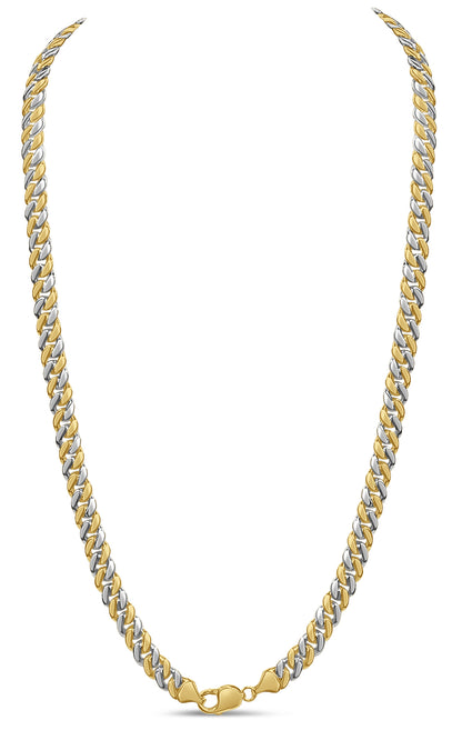 Handmade Solid Gold Miami Cuban Necklace , 7mm