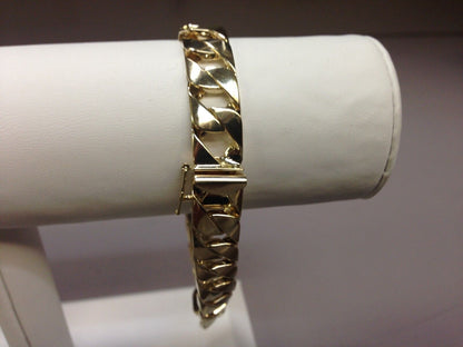 Handmade Solid Gold Curb Bracelet , 10mm