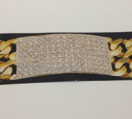 Handmade Solid Gold Diamond ID Curb Bracelet , 21mm