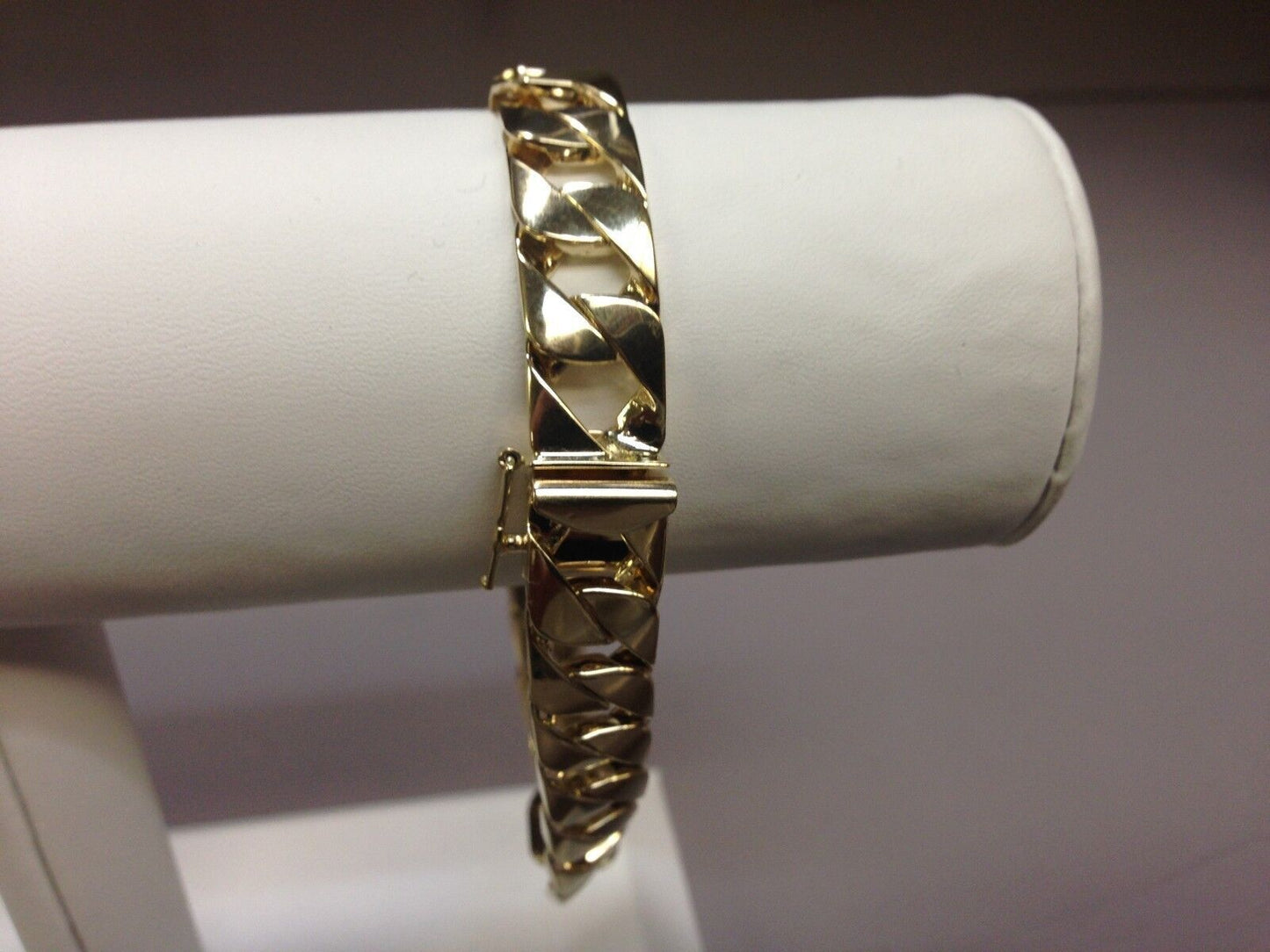 Handmade Solid Gold Curb Bracelet , 10mm